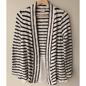 Anthropologie • S • Navy Cream Nautical Stripe Long Sleeve Open Cardigan Sweater